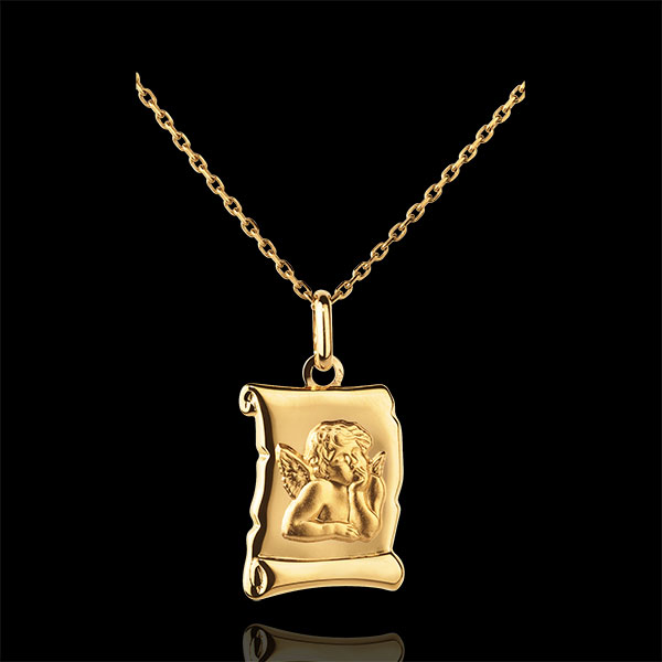 Médaille Ange RaphaÃ«l parchemin - or jaune 18 carats