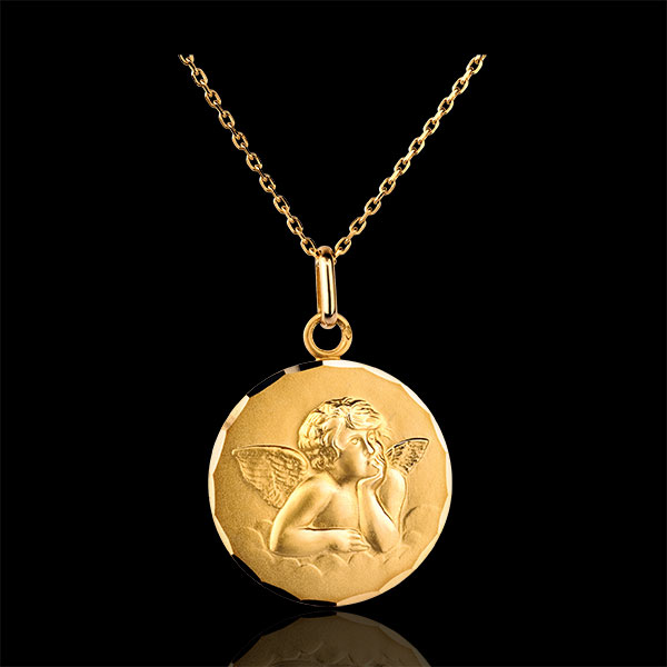 MÃ©daille Ange RaphaÃ«l classique 20mm - or jaune 18 carats