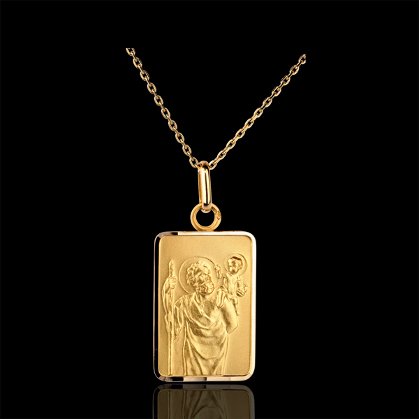Médaille Saint Christophe modèle plaque - or jaune 18 carats