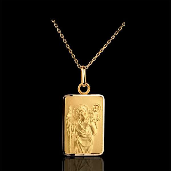 MÃ©daille Saint Christophe modÃ¨le plaque - or jaune 18 carats