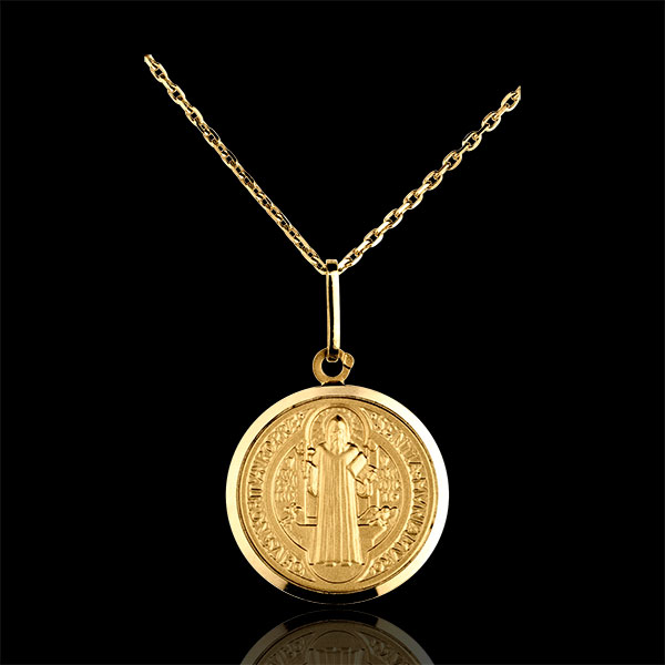 MÃ©daille Saint BenoÃ®t 16mm - or jaune 18 carats