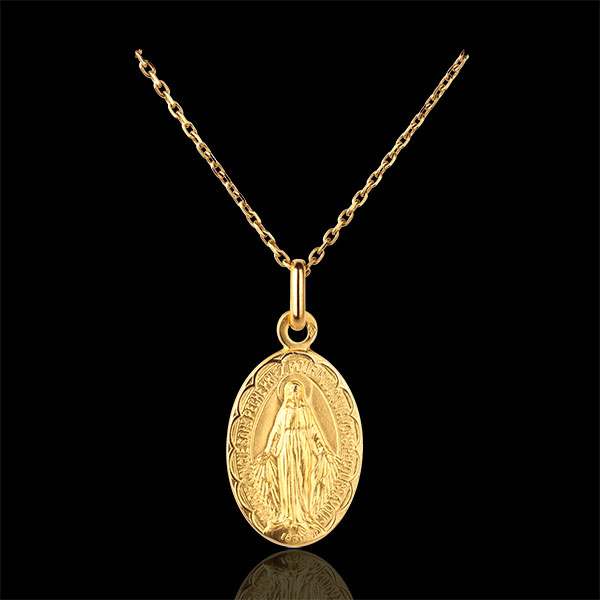 MÃ©daille miraculeuse bord fleuri - or jaune 18 carats