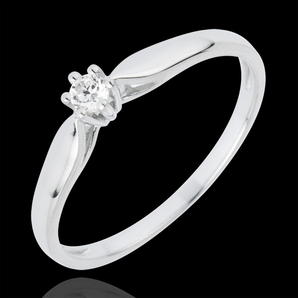 Bague Solitaire Roseau - 6 griffes - 0.07 carat - or blanc 18 ca