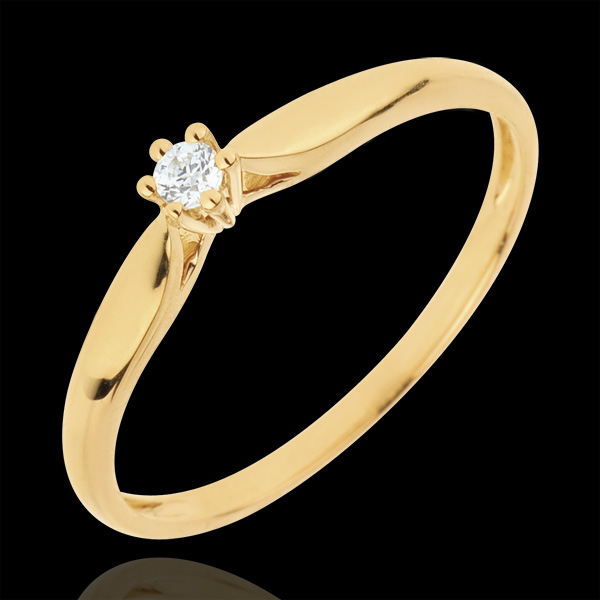 Bague Solitaire Roseau 6 griffes - 0.05 carat - or jaune 18 cara