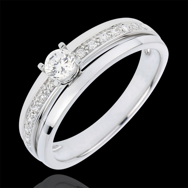 Bague de FianÃ§ailles Solitaire DestinÃ©e - Ma Reine - Petit ModÃ¨le - or blanc 18 carats - diamant 0.20 carat