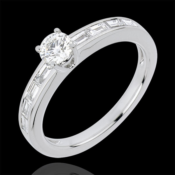 Bague Solitaire Perfection - or blanc 18 carats