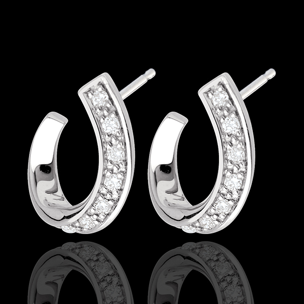 Boucles d'oreilles accroche-coeur - or blanc 18 carats