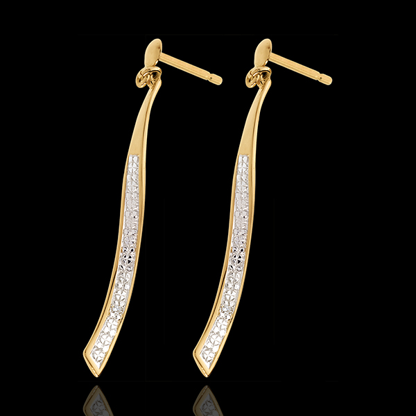 Boucles d'oreilles phénix or jaune 18 carats pavées