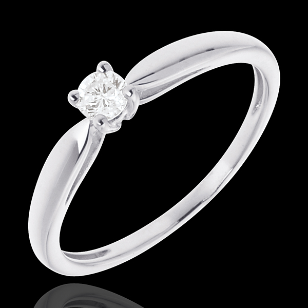 Solitaire roseau or blanc 18 carats - 0.1 carat
