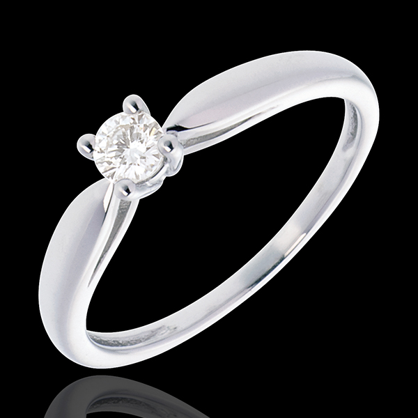 Solitaire roseau or blanc 18 carats - 0.16 carat