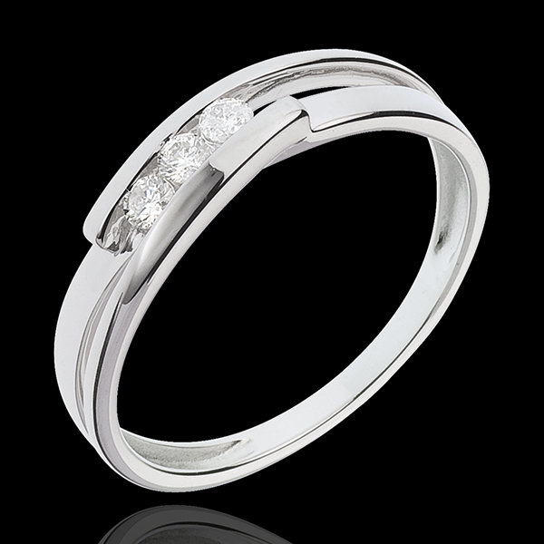 Bague trilogie bipolaire or blanc 18 carats - 3 diamants