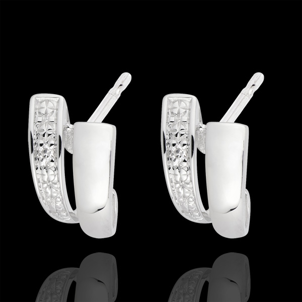 Boucles d'oreilles sagesse or blanc 18 carats diamants