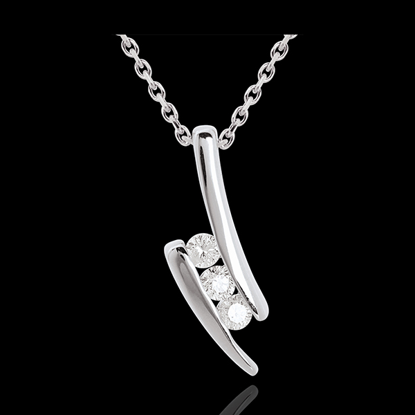 Collier trilogie citation or blanc 18 carats - 3 diamants