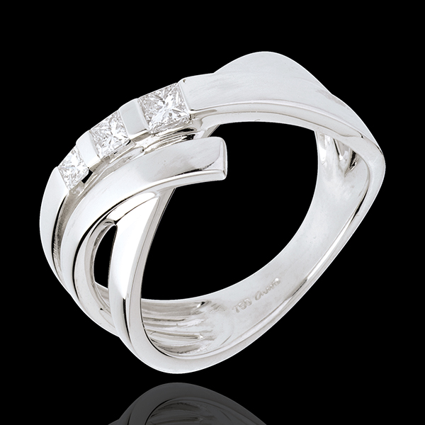 Bague trilogie torsade - 0.26 carats - or blanc 18 carats