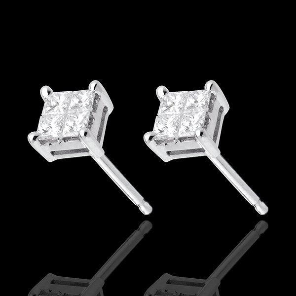 Boucles d'oreilles damier or blanc 18 carats pavÃ©es - 0.34 carats
