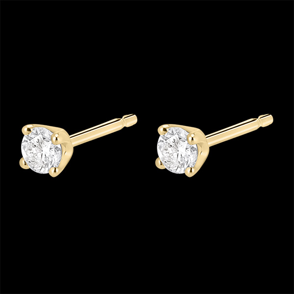 Boucles d'oreilles diamants - puces or jaune 18 carats - 0.25 ca