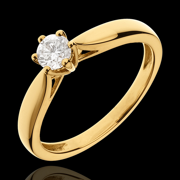 Bague Solitaire Roseau 6 griffes - or jaune 18 carats - 0.3 cara