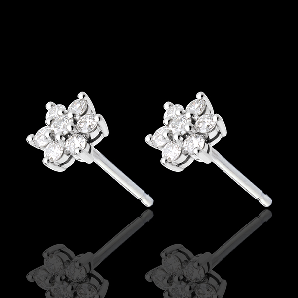 Boucle d'oreilles lotus pavées - 0.33 carats - or blanc 18 cara