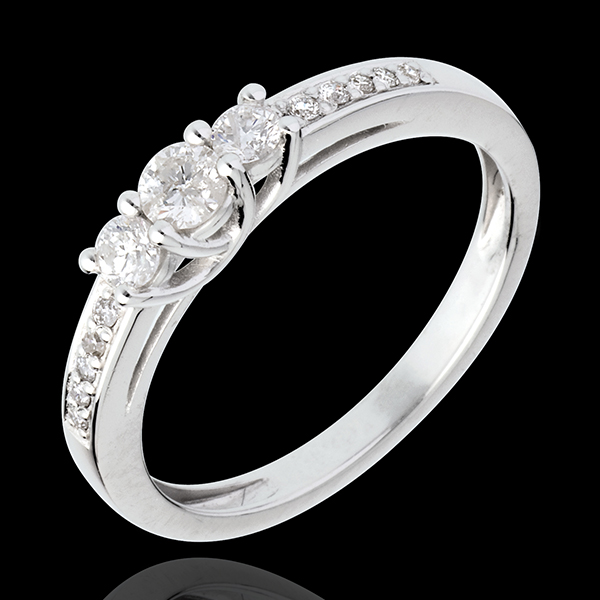 Bague de Fiançailles Or Blanc Trilogie pavée - 0.34 carat - or