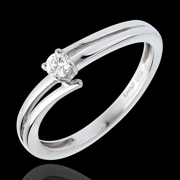 Solitaire sillage or blanc 18 carats - 0.11 carat