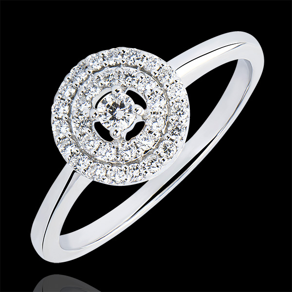 Bague de Fiançailles Origine - Double Halo - or blanc 9 carats