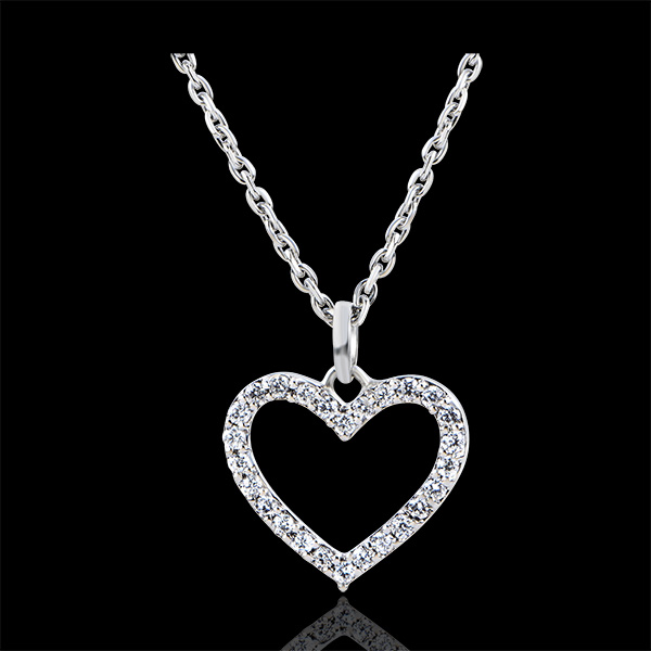 Pendentif Abondance - Coeur Enchanté - or blanc 18 carats et di