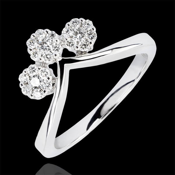 Bague Fraicheur - Boutures - or blanc 9 carats et diamants