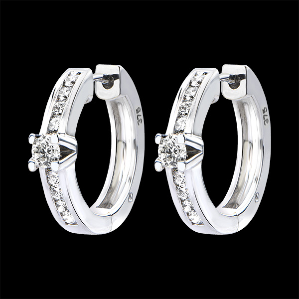 Boucles d'Oreilles Origine - Serti Rail - or blanc 9 carats et d