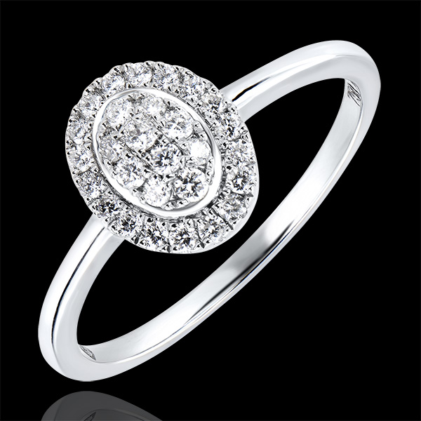 Bague de Fiançailles Abondance - Cluster - or blanc 18 carats e