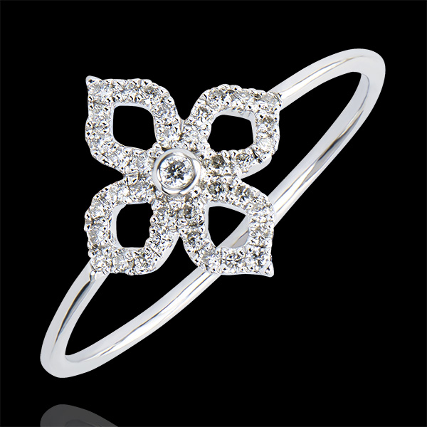 Bague Fraicheur - Lys - or blanc 18 carats et diamants