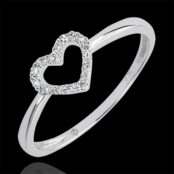 Bague Abondance - Petit Coeur - or blanc 9 carats et diamants