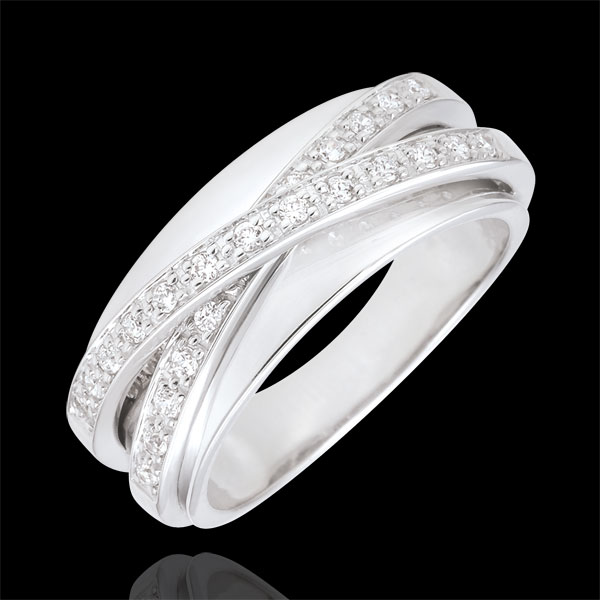 Bague Saturne Miroir - or blanc 18 carats - 23 diamants