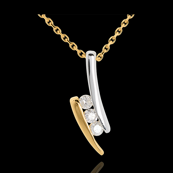Collier trilogie Nid Précieux - Citation - 3 diamants - or blan