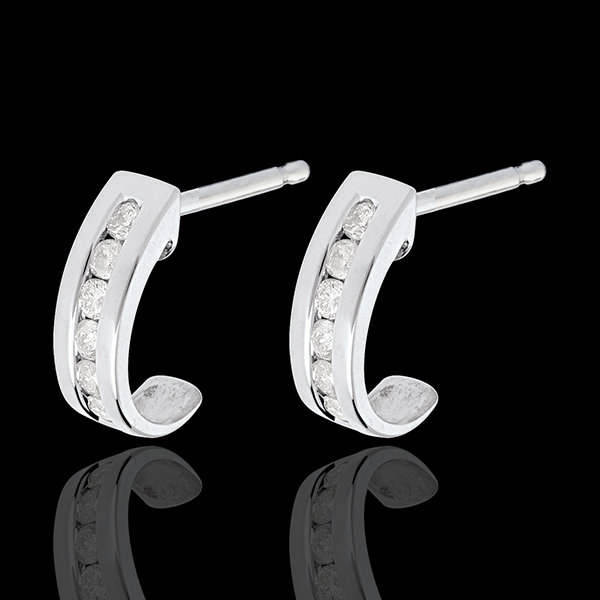 Boucles d'oreilles Demi-Lunes pavÃ©es - 12 diamants 0.22 carats - or blanc 18 carats