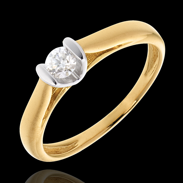 Solitaire Caldera - diamant 0.19 carat - or blanc et or jaune 18