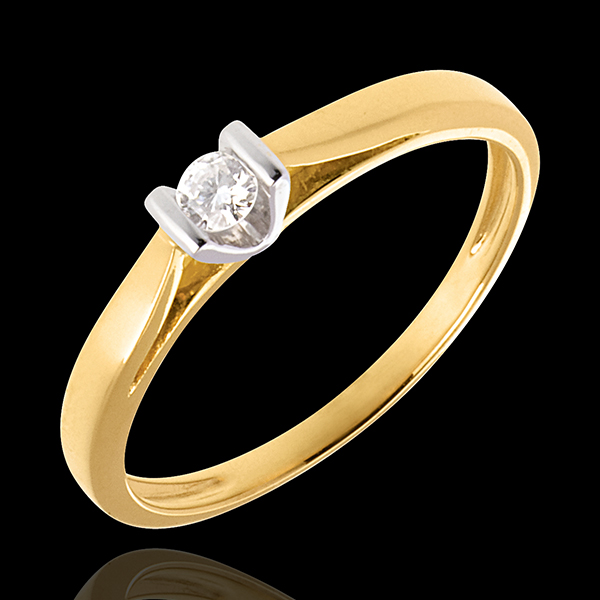 Solitaire Caldera - diamant 0.08 carat - or blanc et or jaune 18