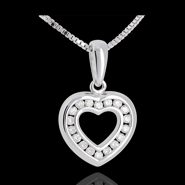 Pendentif coeur en abyme - or blanc 18 carats pavé - 0.25 carat - 18 diamants - Edenly - Edenly - Modalova
