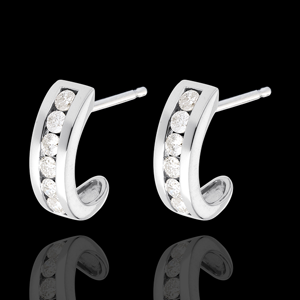 1/2 Boucles d'oreilles demi-lune pavÃ©e or blanc 18 carats - 0.2 carats - 6 diamants