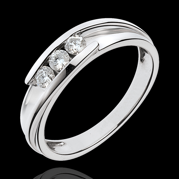 Bague trilogie bipolaire or blanc 18 carats - 0.24 carats - 3 di