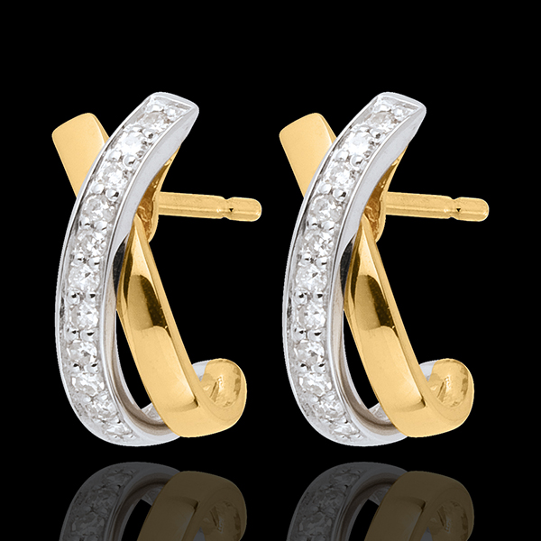 Boucles d'oreilles Noeuds tandem paves 22 diamants - or blanc et