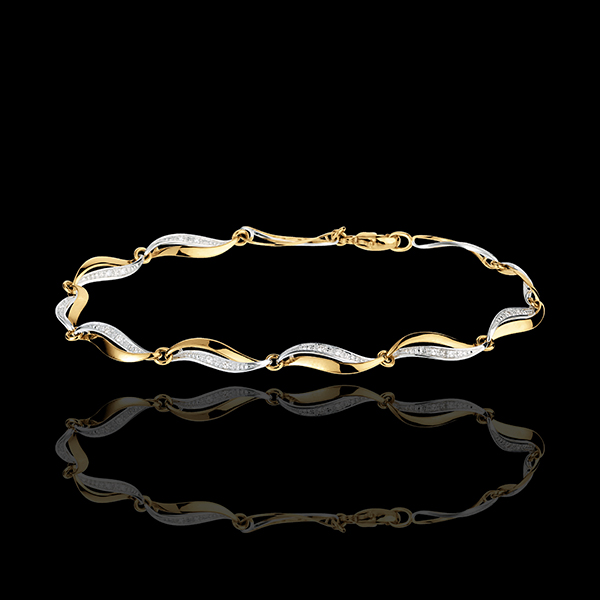 Bracelet Torsade - 22 diamants - or blanc et or jaune 18 carats