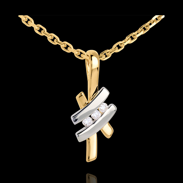 Pendentif Nid PrÃ©cieux - Sinogramme Trilogie - or blanc et or jaune 18 carats