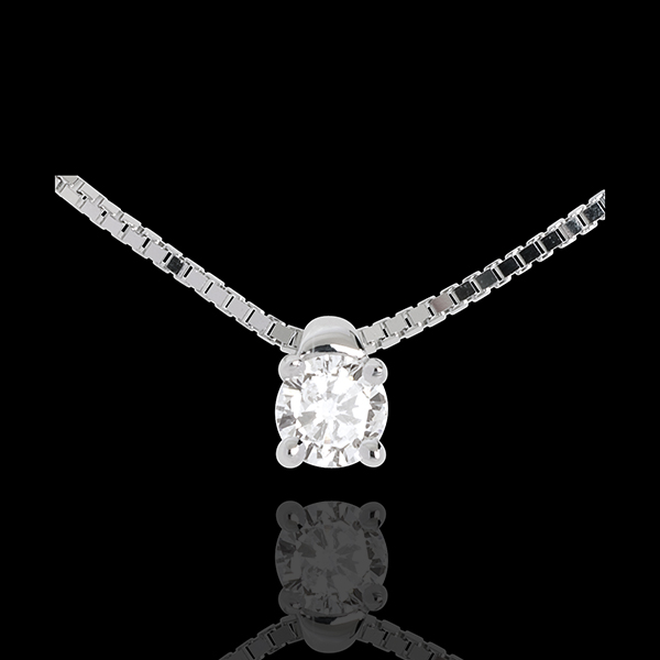 Collier solitaire or blanc 18 carats - 0.16 carat