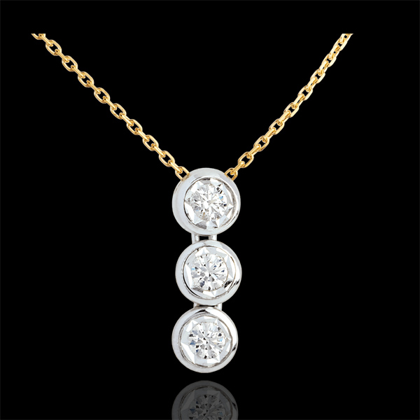 Collier Trilogie Filante - 3 diamants - or blanc et or jaune 18