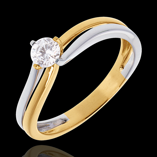 Solitaire Sillon - diamant 0.27 carats - or blanc et or jaune 18