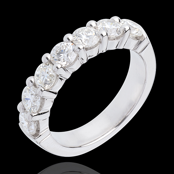 Alliance or blanc 18 carats semi pavée - serti griffes - 1.5 ca