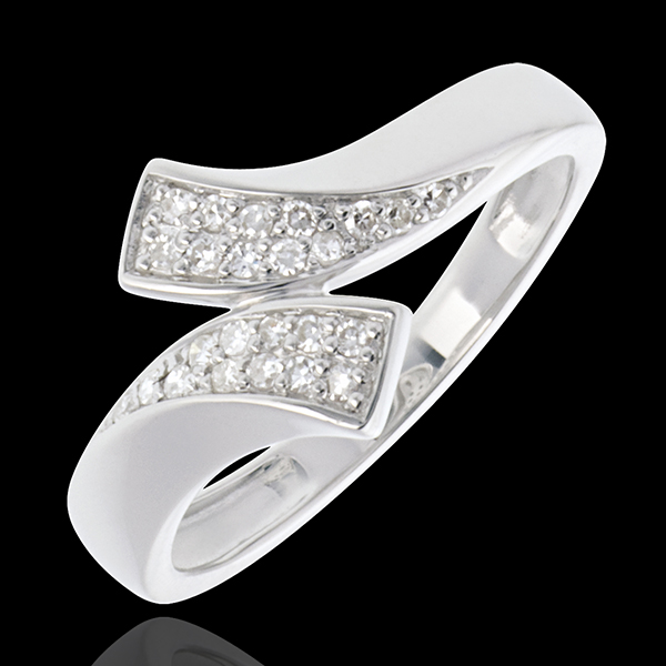 Bague ruban or blanc 18 carats pavée - 24 diamants