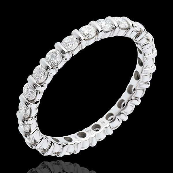 Alliance or blanc 18 carats pavée - serti barrettes tour comple