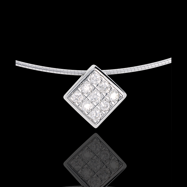 Collier dé or blanc 18 carats pavé - 0.23 carats - 9 diamants