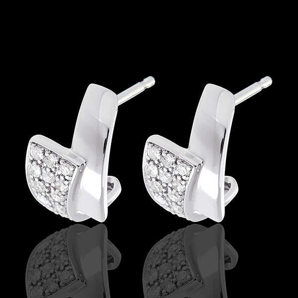 Boucles d'oreilles tropique or blanc 18 carats pavées - 24 diam